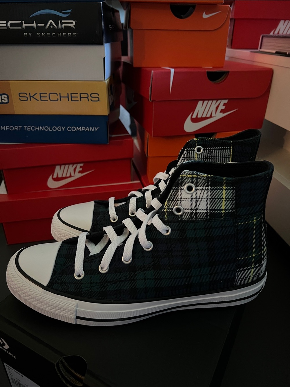 Converse Plaid High-Top Sneakers